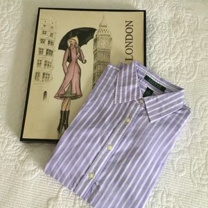 Ralph Lauren soft cotton lilac & white stripe blouse